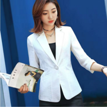 자칠 슬림핏 7부소매 린넨자켓 데일리 오피스 캐주얼 원버튼 정장 자켓 빅사이즈여성복