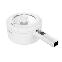 700w 전기 요리 냄비 휴대용 냄비 밥솥 multicooker 세라믹 라이너 스마트 전기 프라이팬 단일더블 레이어 1.6l, 똑똑한