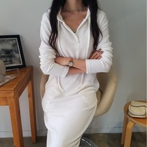 상상그이상 여성용 국내제작 여리 롱원피스 촉감왕 브이넥 후드니트 캐주얼 뒷트임 편한 고급원단 데일리 원피스
