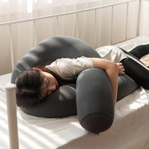 U자형 바디필로우 임산부 U자 바디필로우 커버 U자베개, 쫀득 마약 바디필로우 L자형, 그레이