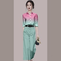 위위브렌 여성용 정장 수트 셔츠 팬츠 투피스