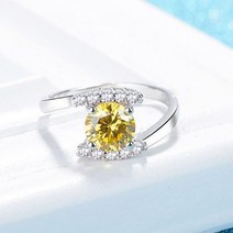 별자리반지 체인 천주교 볼 실버 925 쥬얼리 반지 라운드 황수정 지르콘 보석 액세서리 여성 웨딩 약혼 손가락