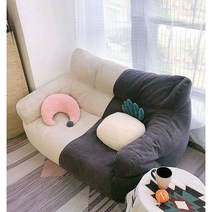 빈백 더블 소파 마약 2인용 모찌 쿠션 에어소파 수유소파, (더블시트 추가사이즈) 다크그레이+옐로우