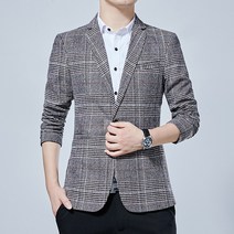 남자정장수트 봄여름 슬림핏 체크 세미수트