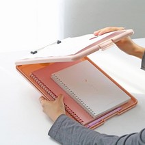 수납형 클립 보드 파일 케이스 A4 서류 문서 화일 보관 홀더 메모 결재판 대학생 직장인 사무용품, 파스텔 핑크