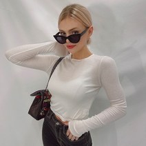 롱슬리브티 LIPHOP 여성의류 가을옷 CHIC 솔리드 무지 마이크로 투명 얇은 긴 소매 티셔츠상의 2643844959