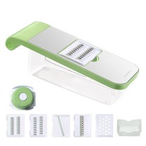 SMABAT 가정용 채칼세트 다용도 채칼 다용도 채칼세트 채썰 만능채칼 슬라이스 채썰기 보호 손잡이 그린