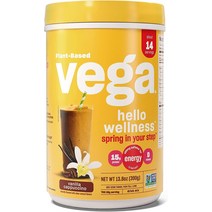 해외보충제 단백질보충제 Vega Hello Wellness Youuve Got Guts 블렌더 프리 스무디 초코 시나몬 바나나 식물 기반 비건 단백질 파우더 프리바이오틱 섬유질 5, [03] 바닐라 카푸치노, [01] 14인분1팩