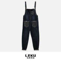 핫픽스 데님 멜빵 작은 키 슬림 슬림 데님 한 오버사이즈 점프수트 데님오버롤 캐주얼 점프슈트 면와이드팬츠