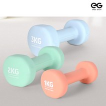 에르고기어 네오프렌 컬러 아령 1kg 2kg 3kg 2개세트, 2kg 그린(2개)