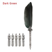 만년필선물의미 입문 쓰는법 각인 파우치 케이스 잉크 충전 1 set multicolor retro quill dip pen turkey feather pen quill 5 펜촉, 초록