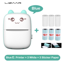 핸드폰 사진인화기 포토프린터 스마트폰 사진출력기 포켓 휴대용 열전사 인쇄기 블루투스 미니 lable 사무실 홈, 파란색과