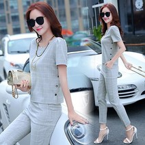 [유니쿰] 여성 정장 투피스 블라우스 바지 세트 AU26