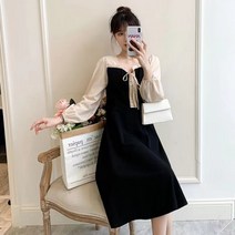 Anyou 빅사이즈 꽃잎카라 블라우스 형 레이어드 롱 원피스