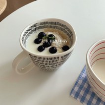 세라믹 도자기 원형 유니크 요거트 볼 시리얼 디저트 독특한 패턴 그릇, 블랙 340ml