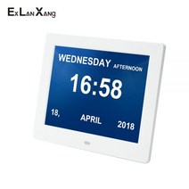 디지털액자 스마트액자 전자액자 8 인치 전자 LCD 큰 문자 노인 의학 화면 알림 알람 디지털 시계 사, 01 Black_03 영국 플러그