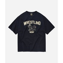 남자 여자 쿨 면 봄 반팔티 티셔츠 프리즘웍스 WRESTLING BOY TEE _ NAVY