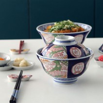 오리엔탈 무늬 뚜껑 돈부리 텐동 덮밥 우동 면기 그릇, 레드 소 (CF10005)