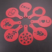 8pcs pc/세트 플라스틱 커피 투수 당겨 꽃 템플릿 금형 바리 스타 스텐실 장식 도구 아트 우유 카푸치노, B