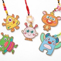 [ATOZ]미술재료 초등 나무목걸이 만들기 목걸이 외계인 줄, 핑코/초록색