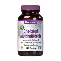 Bluebonnet Nutrition 고효능 킬레이트 멀티미네랄 (철 프리) 알비온 킬레이트 미네랄 콩 프리 글루텐 프리 GMO 프리 코셔 인증 유제품 프리 120캡슐 40회 분량, 120개