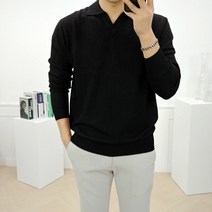 로니제이 남자 촉촉한 캐시미어 스판 오픈 카라 니트