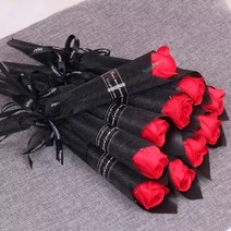 비누꽃 비누꽃바구니 꽃다발 플라워박스 105pcs 비누 장미 꽃다발 fridend, 빨간색, 10개
