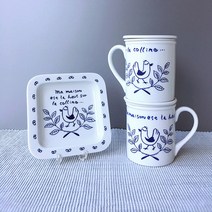 [mamaison] 마메종 마드모아젤 티 여과기 머그컵2개＋디저트 플레이트 세트 print-090/print-063