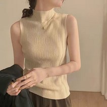 1+1 정장 이너 티셔츠 봄 가을 나시 민소매 슬림 반폴라 니트티 차이나 레깅스 여름티셔츠