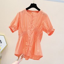 주름셔츠 옳지 않습니다 저울 여성 여름 반팔 디자인감각 보이핏 볼륨 와이드 루즈핏 슬림핏 면 인형 상의 2331111632