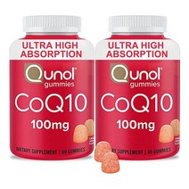 CoQ10 젤리 Qunol CoQ10 100mg 맛있는 젤리 보충제 심장 건강 지원 비건 글루텐 프리 초고흡수성 2개월 분량(60개 2팩), 60 Count (Pack of 2)