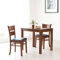 헤리스 C형 천연무늬목 2인용 식탁세트, 월낫