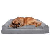 Furhaven 반려동물 침대 강아지 커버 카우치 전통 소파 스타일 거실 개 탈착식 고양이, Jumbo Plus, Plush Suede Gray