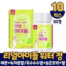 리얼 아이돌 워터 정 타입 아이돌물 레몬 녹차수 제주산 녹차분말 늙은호박 팥 옥수수수염 추출분말 먹는법, 600mgx60정, 10개