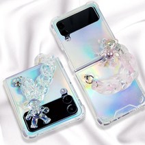투명 Z플립4 제트플립4 젤하드케이스 핸드스트랩 지플립4 제트플립3 크리스탈베어 [갤럭시Z플립]홀로그램