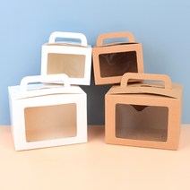 DIY 투명 사각 손잡이 선물 포장 상자 10개 쿠키포장, 소 - 브라운