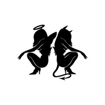 자동차포인트 00061천사악마 튜닝스티커(M), 블랙