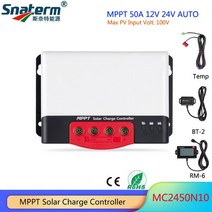 50A MPPT 12V/24V 자동 태양광 충전 컨트롤러 홈 시스템 MC2440N10 블루투스 기능 옵션, [01] 50A, [01] 12V24V Auto, [05] MC50A RM6 BT2 Temp