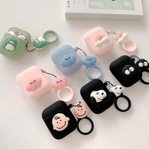 에어팟 1세대 2세대 귀여운 커플 캐릭터 데코 파스텔 실리콘 케이스 키링 고리 세트 무선 이어폰 악세사리, 강아지, WAP432