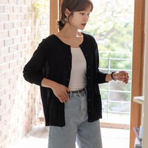 엘리시아 티브 라운드 린넨 포켓 가디건