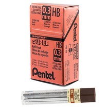 Pentel 슈퍼 하이 폴리머 샤프심 통당 심 12개/12개 박스 (300-4H) 245989, 300-HB
