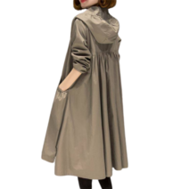 여성 봄가을 후드 루즈핏 롱 트렌치코트QQA1475, qq옐로우