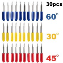 밀링 커터 정밀 가공 30pcs 30/45/60도 Roland Cricut 커팅 플로터 비닐 블레이드 나이프 기계 조각 도구, 30pc-30degree yellow