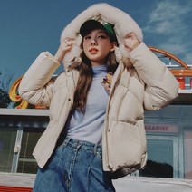 [올리브데올리브] 크랍 후드 벨티드 구스 다운점퍼 OP2WM0500