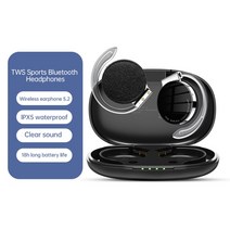 F2 TWS 블루투스 이어폰 (마이크 포함) 스포츠 후크 LED 디스플레이 무선 헤드폰 HiFi 스테레오 버드, 02 Black