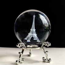 풍수 크리스탈 공 문진 스탠드 치유 명상 유리 구 홈 데코 장식품 연꽃 60mm 3d 조각, [01] 60mm with stand, [02] castle