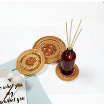 라탄 컵받침 티코스터 코스터 디퓨저받침 다용도받침, 혼합색상