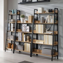 힐링가구 포스 조립식 인테리어 사다리형 선반 철재 책장, 블랙5단700