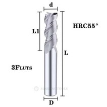 카바이드 반경 엔드 커터 밀 알루미늄 Cnc 밀링 금속 텅스텐 스틸 CNC 가공 엔드밀, d2x4Dx5x50L+3FHRC55