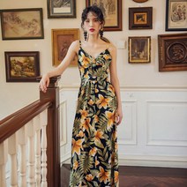 싼야 여행의류 발리 비치 스커트 초선 태국 패션 V넥 오프닝 원피스